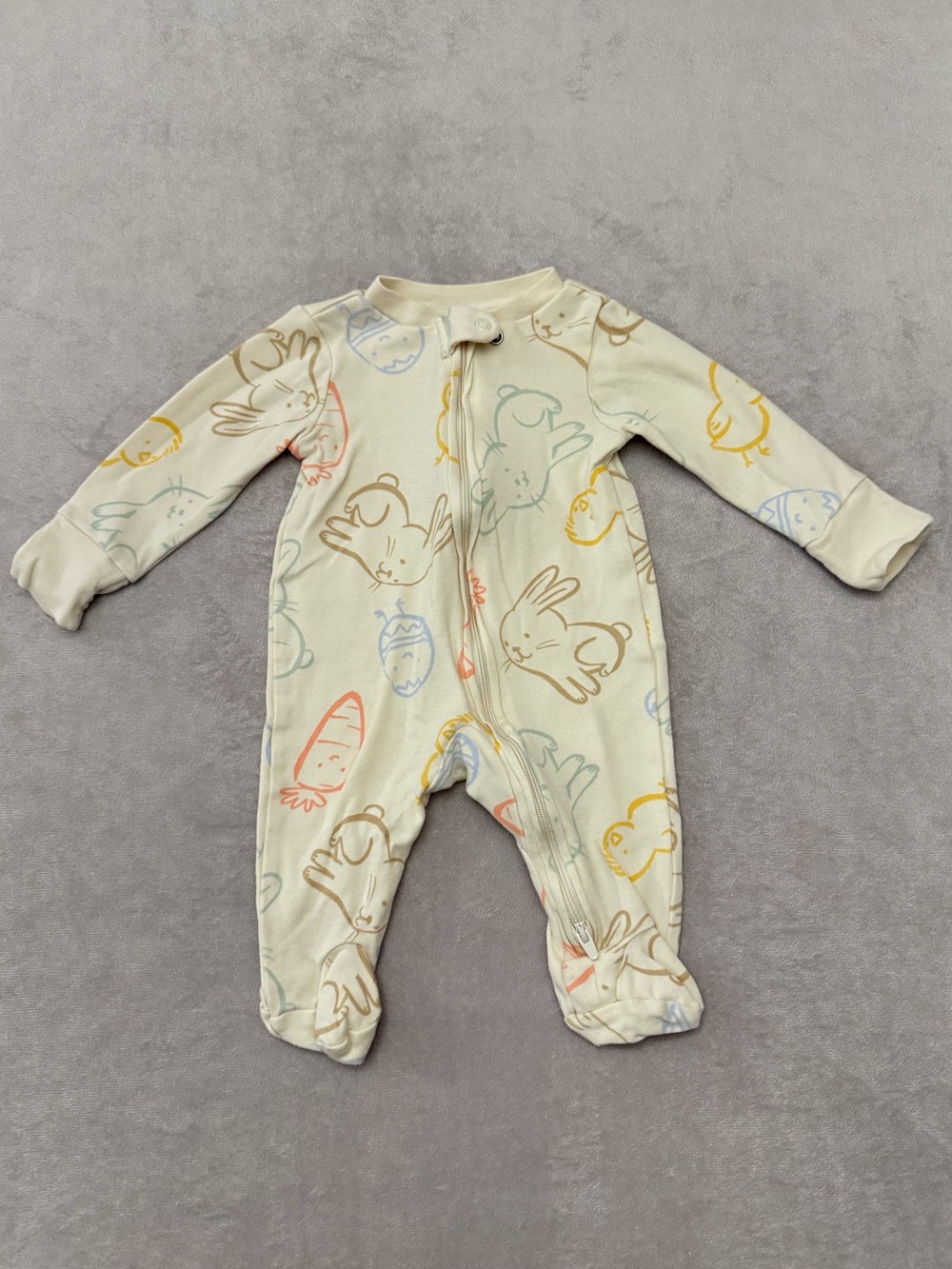 Carter’s Baby Footed Sleeper Pajamas 3 Months Bunny Chick 2-Way Zip Cotton